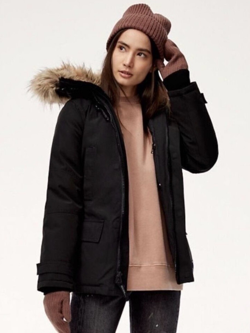 Golden By Tna Larsen Parka Jacket Black Small Aritzia Y2K